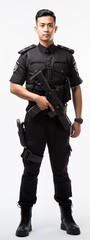 young asian male man police officer . white background . generative ai