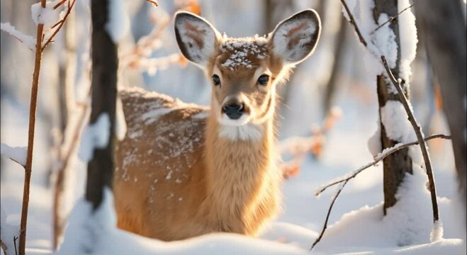 deer in the snow footage