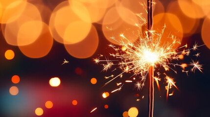 Background with sparkler at new year`s eve party, Happy New Year 