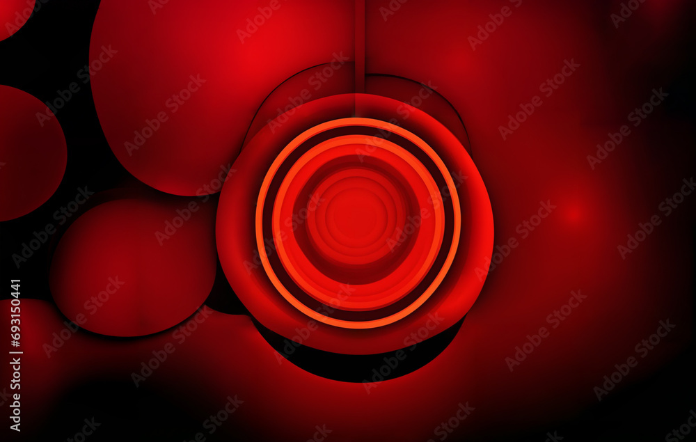 Poster abstract red round geometric background. generative ai. copy space for your text or decorations.