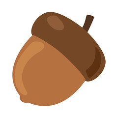 Flat colored autumn nut icon Vector