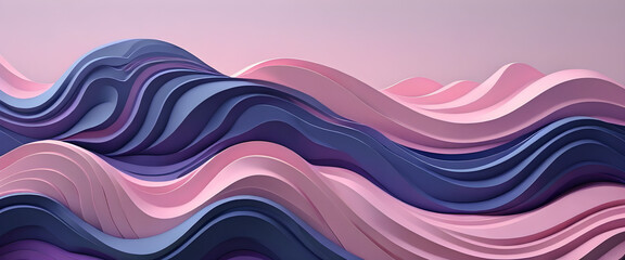 a panoramic illustration of pink blue abstract waves, beautiful looking backdrop, panoramic wallpaper, generative ai
