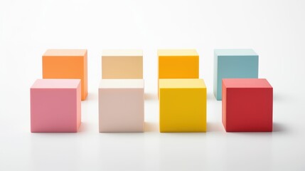 Colorful boxes lined up in a row, creating a vibrant display of hues.