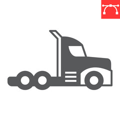 Big truck glyph icon, transportation and vehicle, semi truck vector icon, vector graphics, editable stroke solid sign, eps 10.