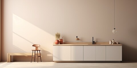 Minimal style room featuring a kitchen set.