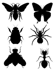 set insects wildlife animals vector illustration
