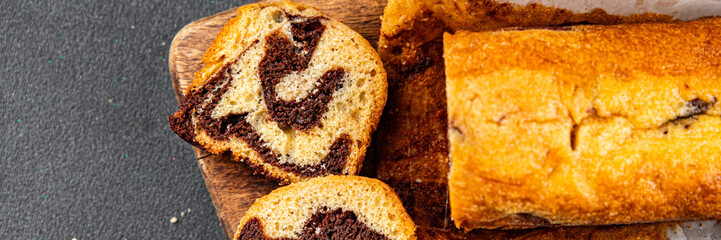 cake roll chocolate sweet dessert tasty eating meal food snack on the table copy space food background rustic top view