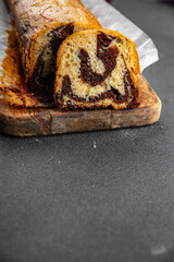 cake roll chocolate sweet dessert tasty eating meal food snack on the table copy space food background rustic top view