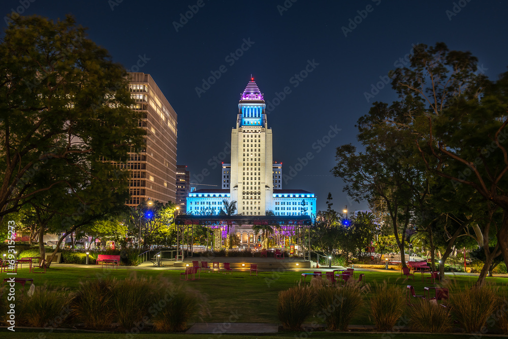 Wall mural Downtown Los Angeles at night