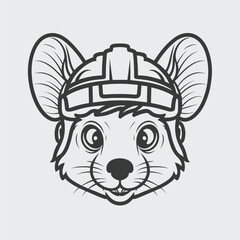 head of a lion, Rat Face Illustration, black and white vector illustration, mouse illustration, animal vector illustration, stoke line artwork, vector artwork
