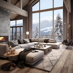 alpine chic style living room interior design