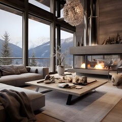 alpine chic style living room interior design