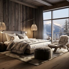 alpine chic style living room interior design
