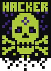 digital sign pixel skull t shirt design