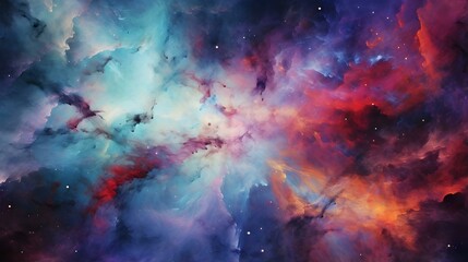 Multicolor Cosmic Background with swirling Galaxies and Nebulae