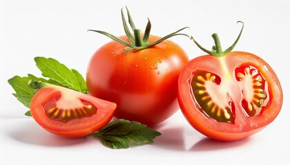 tomato with half of tomato on a white background