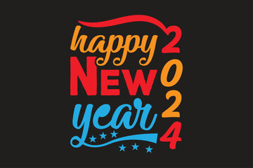 Happy New Year typography t-shirt design vector file  - obrazy, fototapety, plakaty