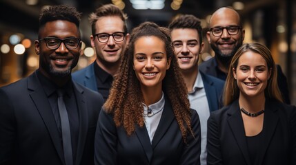 Fototapeta premium Showcase a diverse team working collaboratively in a modern office setting