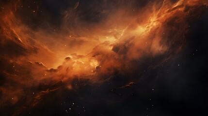 Obraz premium Orange Cosmic Background with swirling Galaxies and Nebulae