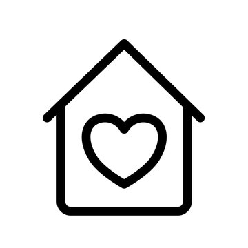 House with heart linear icon stay home vector image