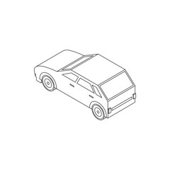 isometric car sedan, outline editable ,left , vector illustration