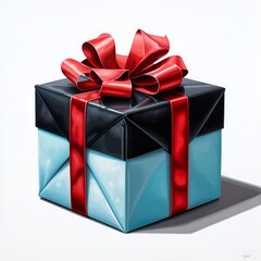 Realistic Hyperrealism Gift Ideas Box in Light Black and Red, Dark Gray, and Light Blue