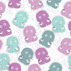  Hipster abstract doodles with funny creatures.