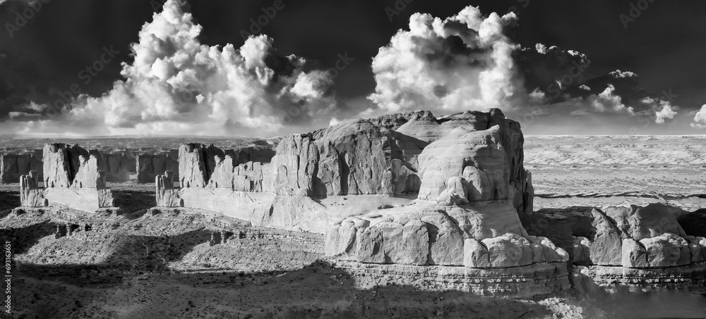 Wall mural Amazing aerial view of Park Avenue Mountains in Aches National Park, Utah