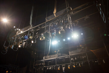 theater spotlights above the stage
