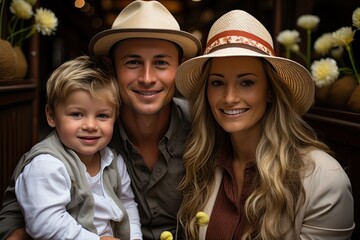 A photo capturing the presence of a man and a woman accompanied by a young boy.