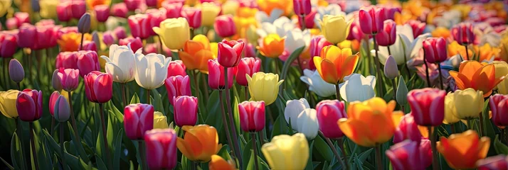 Foto auf Acrylglas Panoramic colorful tulip field  background © nnattalli
