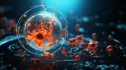 Digital illustration of ovum cell in colour background - obrazy, fototapety, plakaty
