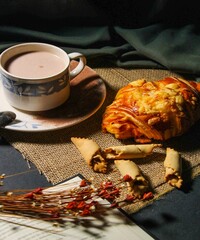 cup of coffee and cookies