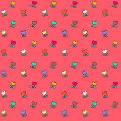 heart seamless pattern ,  little heart floral colorful .