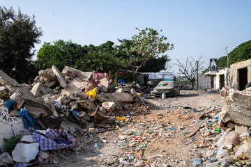 une zone urbaine totalement d&eacute;vast&eacute;e &agrave; Dakar au S&eacute;n&eacute;gal en Afrique occidentale