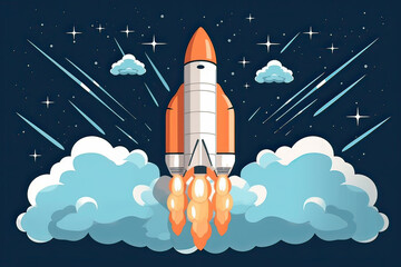 Obraz premium Rocket Soaring Through a Starry Sky