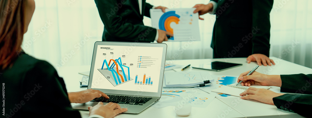 Poster business data dashboard analysis by computer software . investment application display business sale