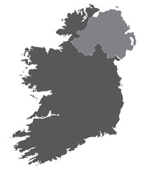 Ireland and Northern Ireland map. Map of Ireland Island Map in grey color