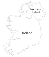 Ireland and Northern Ireland map. Map of Ireland Island Map in white color