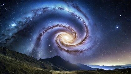 spiral galaxy with starry light stars and milky way galaxy sci fi space wallpaper elements of this image furnished by nasa - obrazy, fototapety, plakaty