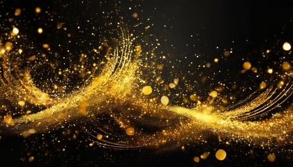abstract magic gold dust background over black generative ai