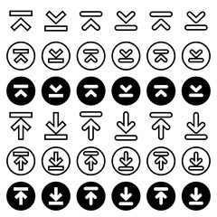 Arrow icon for download, upload, access, and add and subtraction.
