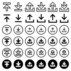 Arrow icon for download, upload, access, and add and subtraction.
