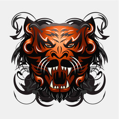 Brown beast head mascot vector