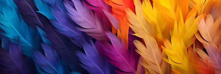 Colorful feather background material, banner - obrazy, fototapety, plakaty