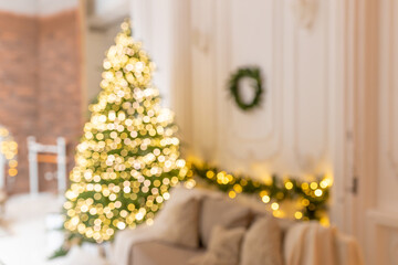 Blurred view of stylish Christmas room interior