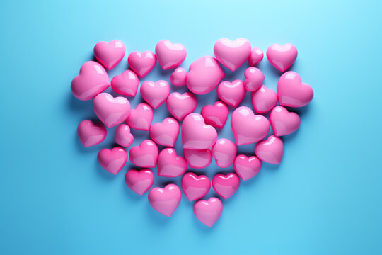 Hearts background. Valentines day. 3d heart. Love wallpaper. Propsal. Wedding banner. Engagement. Marriage celebration. Datting. Romantic poster. Passion. Love symbol. Modern 3d render.