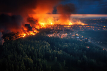 forest fire.Trees burning in forest fire.fire in progress.wildfire