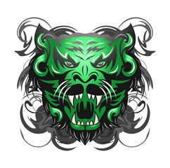 Green beast head mascot vector