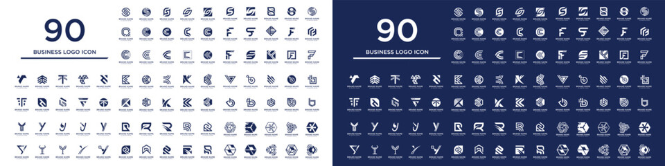 Set of collection 90 corporate business design element vector icon idea with creative concept style - obrazy, fototapety, plakaty